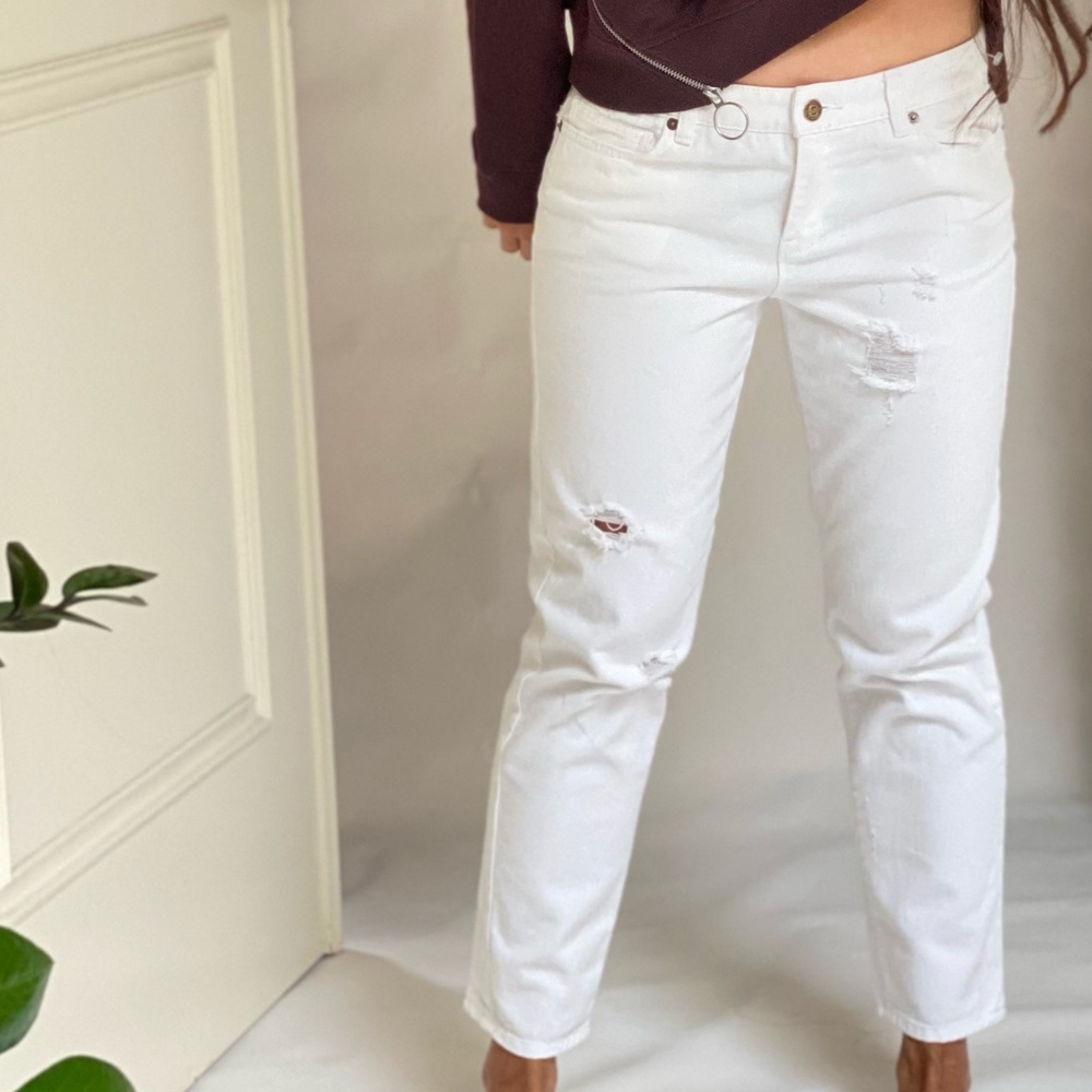 Michael Kors White Boyfriend Jeans